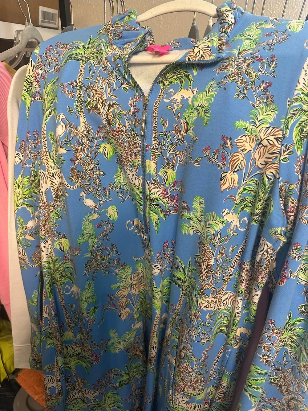 Lilly Pulitzer Blue Tropical Print Zip-Front Dress - Picture 1 of 1
